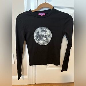 Edikted Black Disco Ball Embellished Top